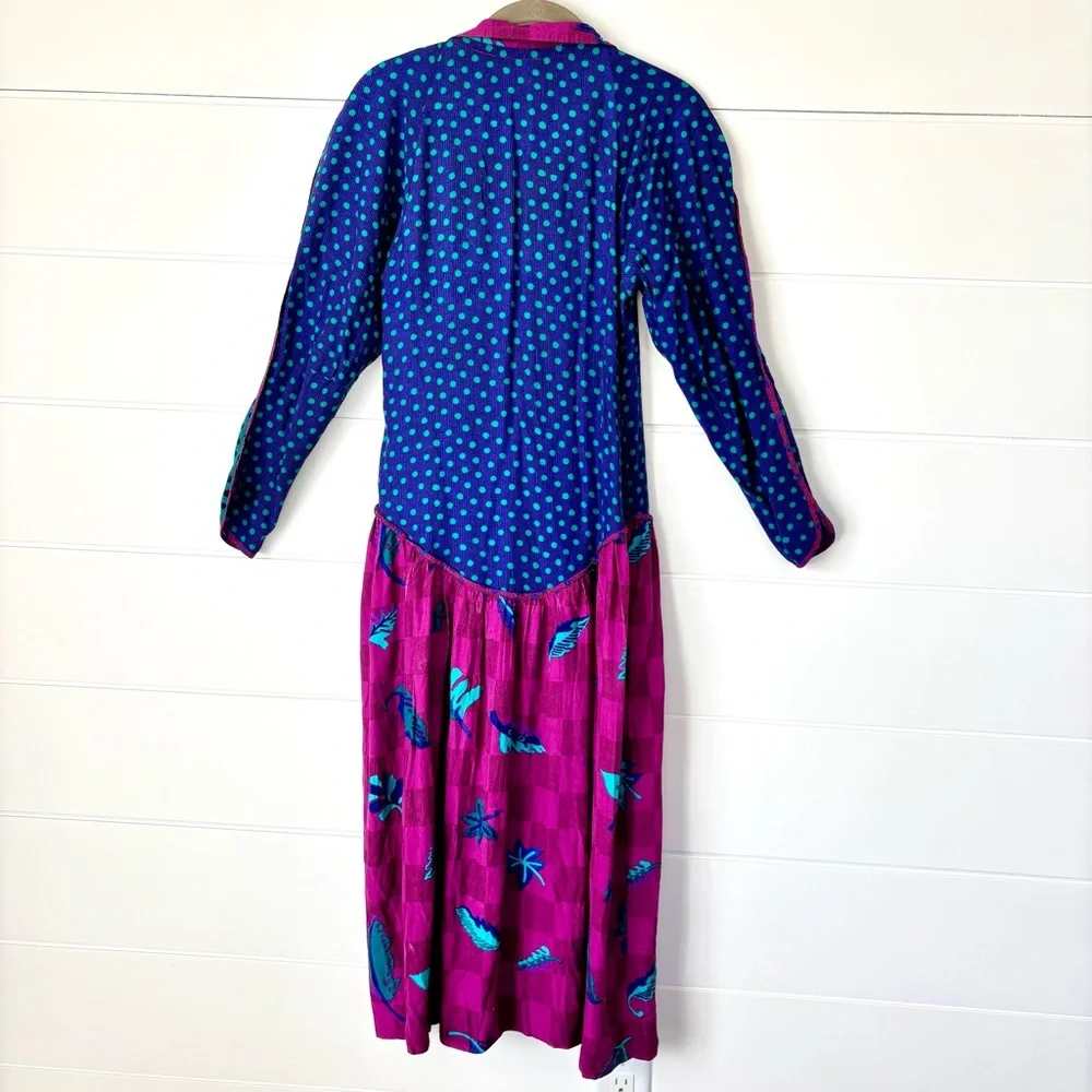 Jeanne Marc Iconic Vintage 80s Colorful Long Sleeve Dress Size 4